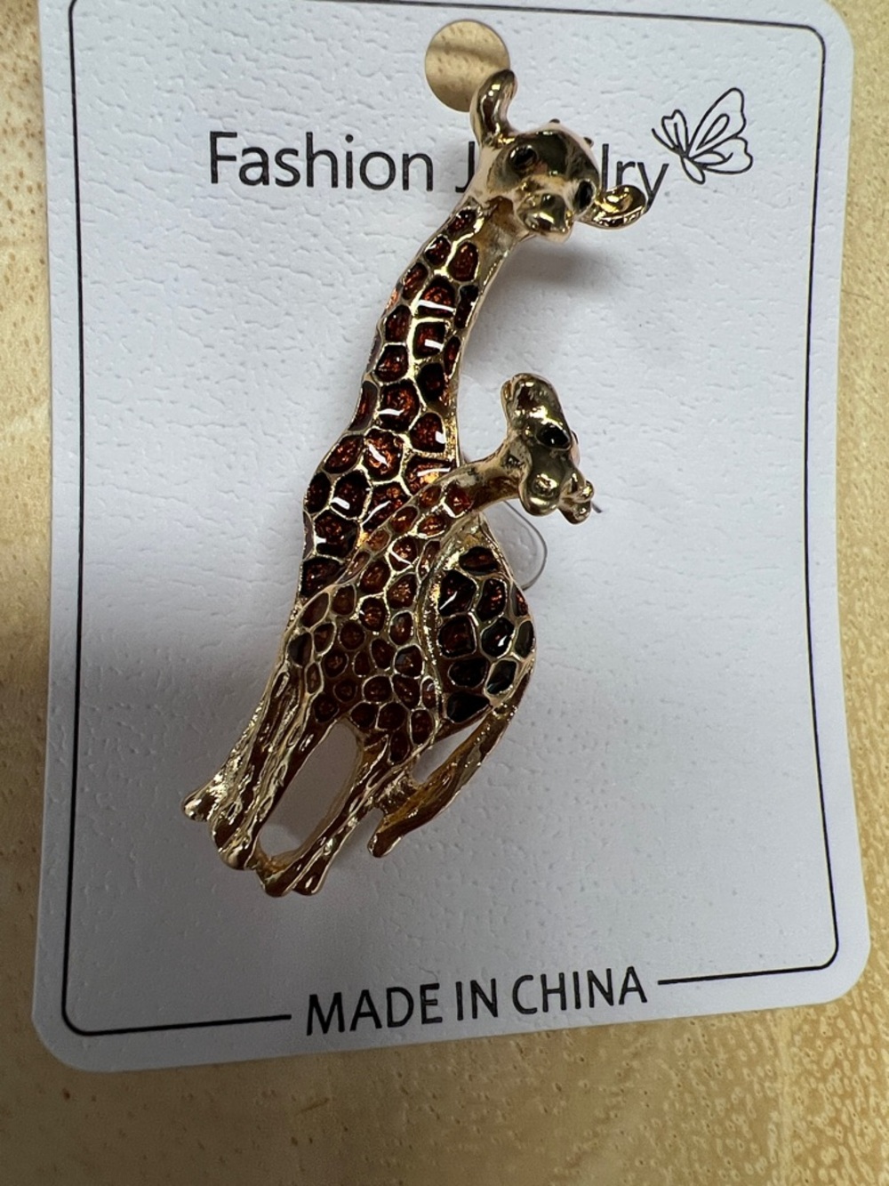 3/$18 Fashion Jewelry Gold and Brown Giraffe Brooch Pin Lot 7040 - Picture 3 of 6